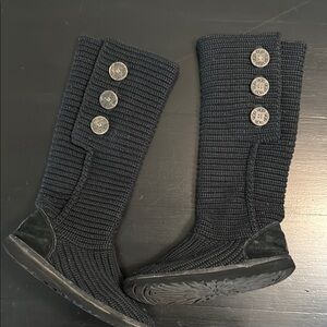 UGG Black Knit Button Women's Boots